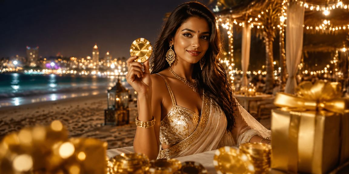 Indian woman enjoying mobile casino deposit bonus offer
