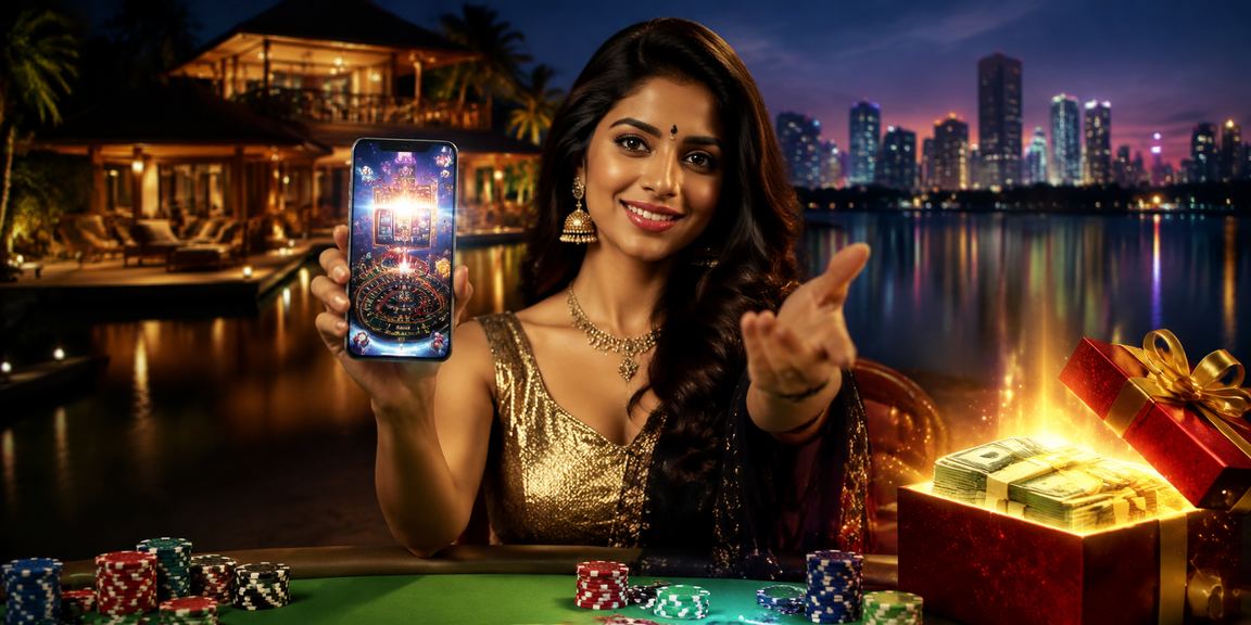 Kerala model enjoying casino app on smartphone